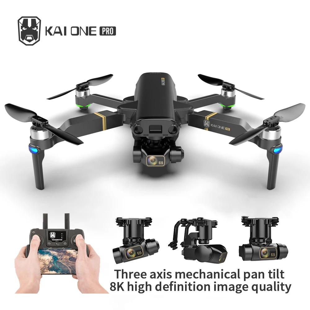

KAI ONE Pro GPS Drone 8K HD Dual Camera Three-axis gimbal Brushless Motor With 5G Wifi Quadcopter Rc Distance 1.2km kid's Gifts