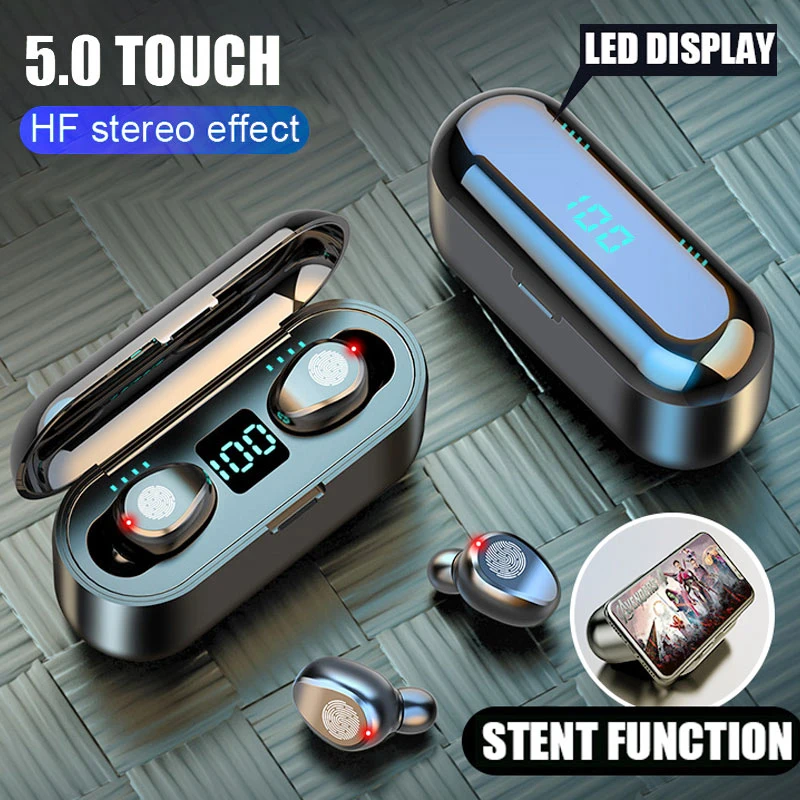 2000mAh Банк мощности беспроводные наушники Bluetooth 5 0 TWS мини в ухо стерео бег