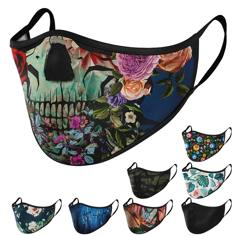 Маска для лица Пылезащитная многоразовая с 3D-принтом черепа 3 шт. | Безопасность и