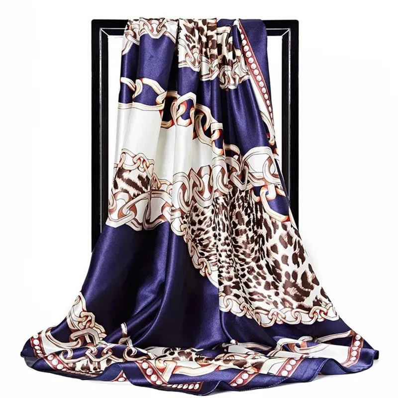 

2020 90*90cm Summer Women Silk Foulard Scarves Square Scarf Ladies Luxury Brand beach Shawl Bandanna Large Hijab muffler female
