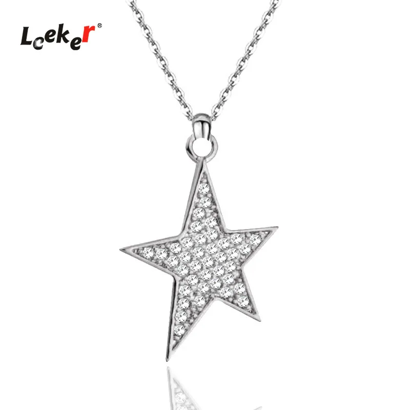 LEEKER Ослепительная подвеска в виде звезды со стразами ожерелье короткая цепочка