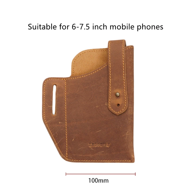 Fanny Waist Bag Men Genuine Leather Belt Bum Leg Hip Packs for Men 6-7.5inch Cell Phone Cigarette Lighter Box Case Outdoor Pouch