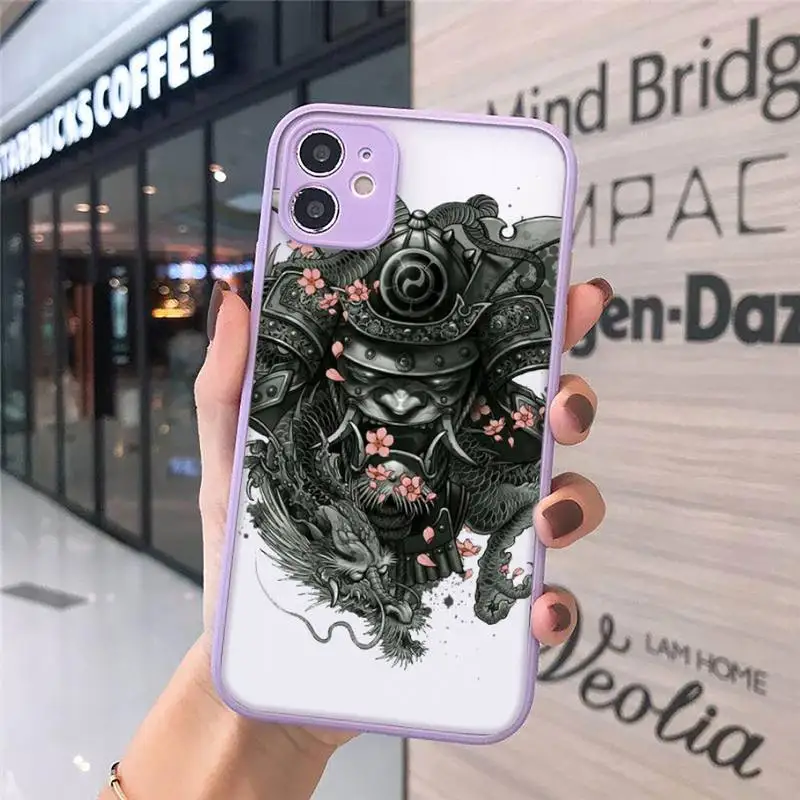 

Japanese samurai oni mask Phone Case Matte Transparent for iPhone 7 8 11 12 s mini pro X XS XR MAX Plus cover funda