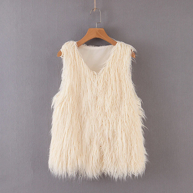 Женский жилет с длинными рукавами бежевая Верхняя одежда без рукавов Осень-зима