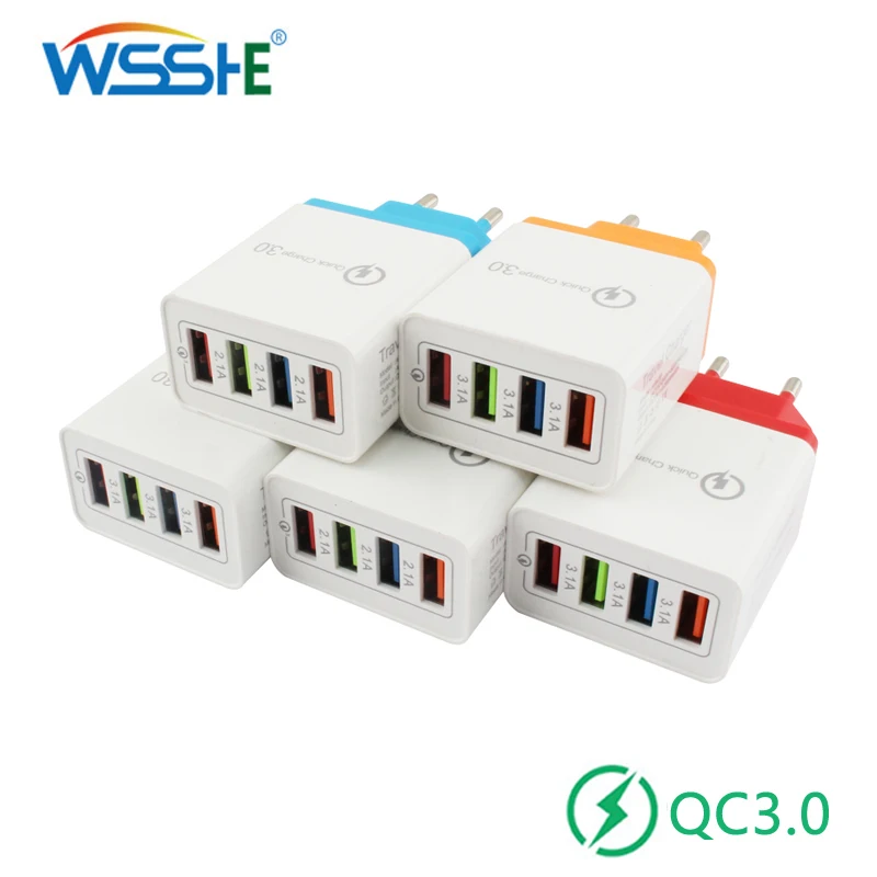 Зарядное устройство с 4 USB-портами 15 Вт быстрая зарядка 3 0 5 В/3 А настенное зарядное