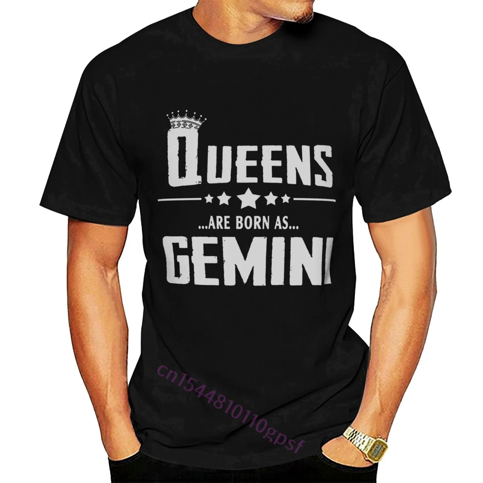 

Unisex Queens Are Born As Gemini Vintage Funny Tshirt Men's 100% Cotton Black T-Shirt Streetwear Tee