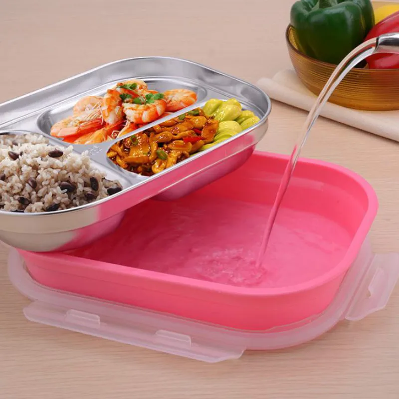 4 цвета мультяшный Ланч бокс из нержавеющей стали портативный пищевой