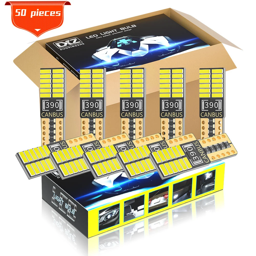 

DXZ 50 шт. W5W T10 Светодиодные лампы Canbus 24SMD 12 в 6000K белый 194 168 Автомобильный Интерьер Карта купольные огни парковочные фонари