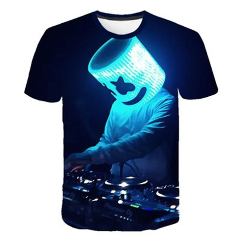Футболка с 3D принтом marshmallow DJ летняя футболка забавным мультяшным для мальчиков и