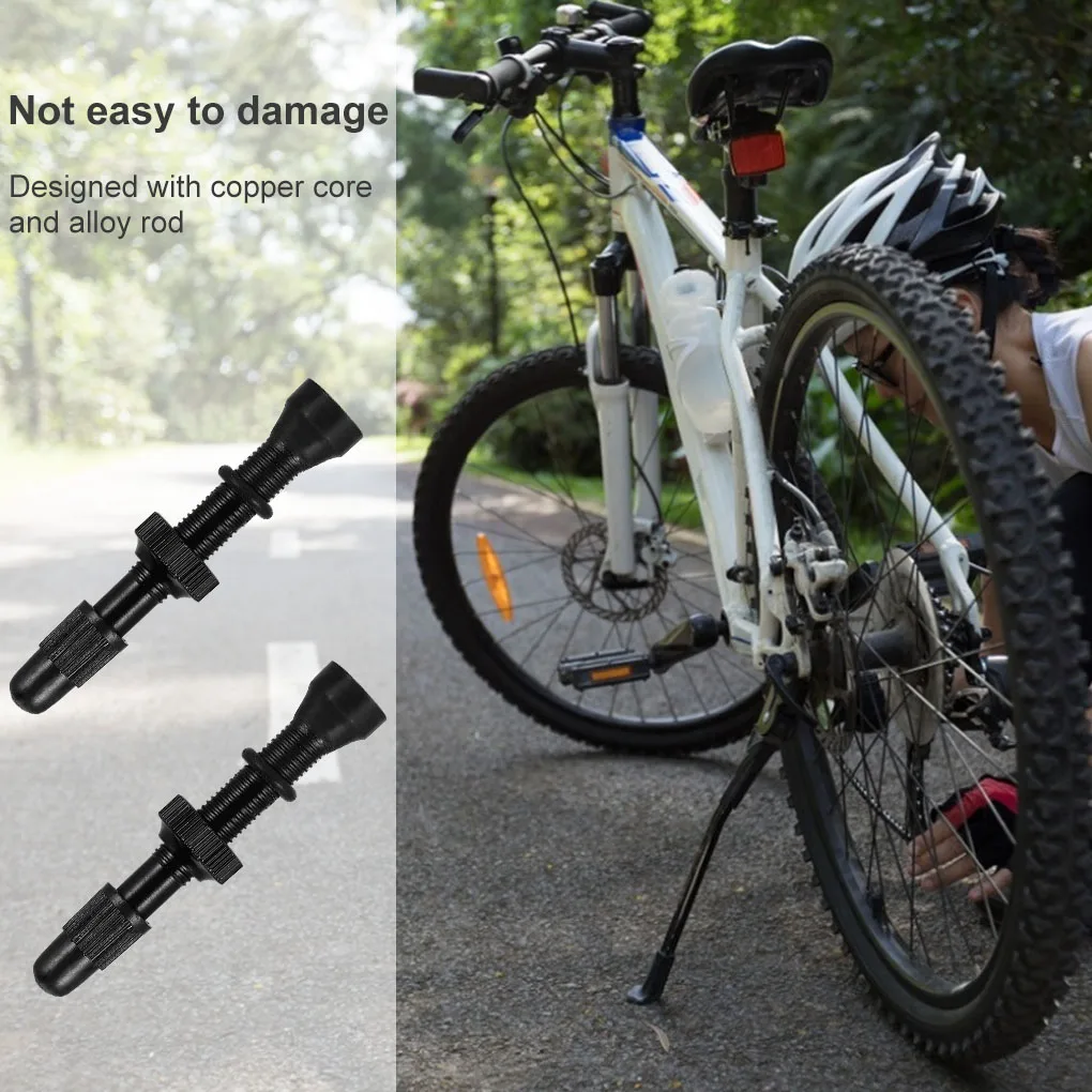 

2Pcs Bicycle Tire Valves Bike Stem Alloy Core Tubeless Mountain Road Bike Vacuum Nozzle, 48/54/58/60mm