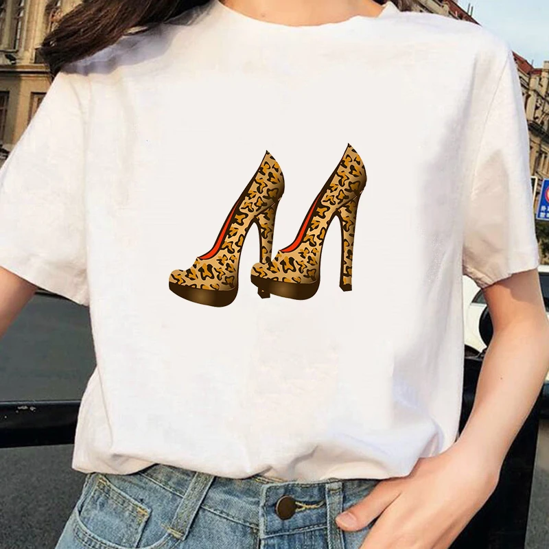 Модная обувь на высоком каблуке футболка с акварельным принтом Femme женская 90 s