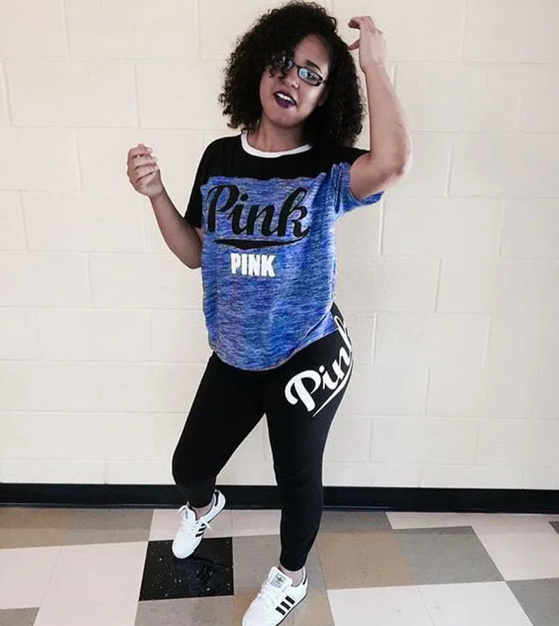 Розовый с надписью 2020 новый дизайн хит продаж модный костюм женский спортивный