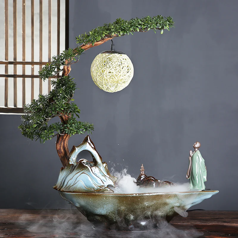 

Ceramic Water Fountain Home Living Room Decoration Office Desktop Geomancy Decoration Moving into the New House Lucky Opening
