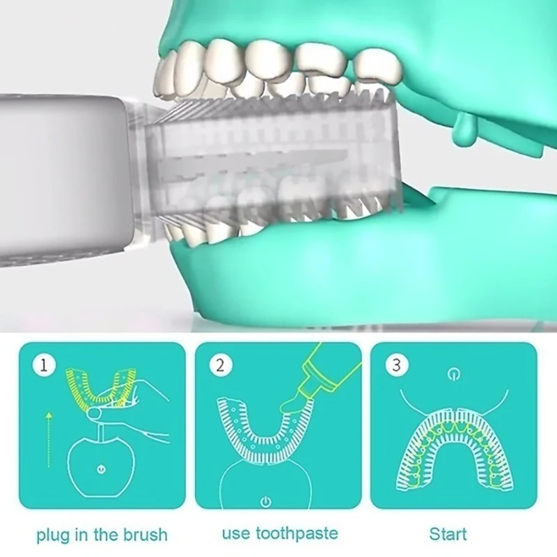Автоматическая ультразвуковая электрическая зубная щетка 360 градусов U-тип