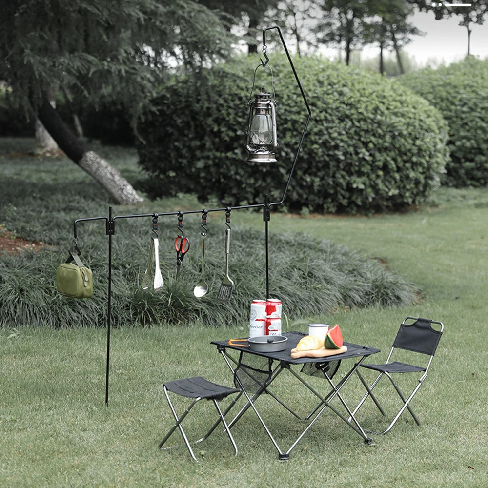 

Outdoor Camping Multi Functional Cookware Pot Hanging Rack Hook Portable Metal Cooking Pot Grill Hiking Picnic Accessories
