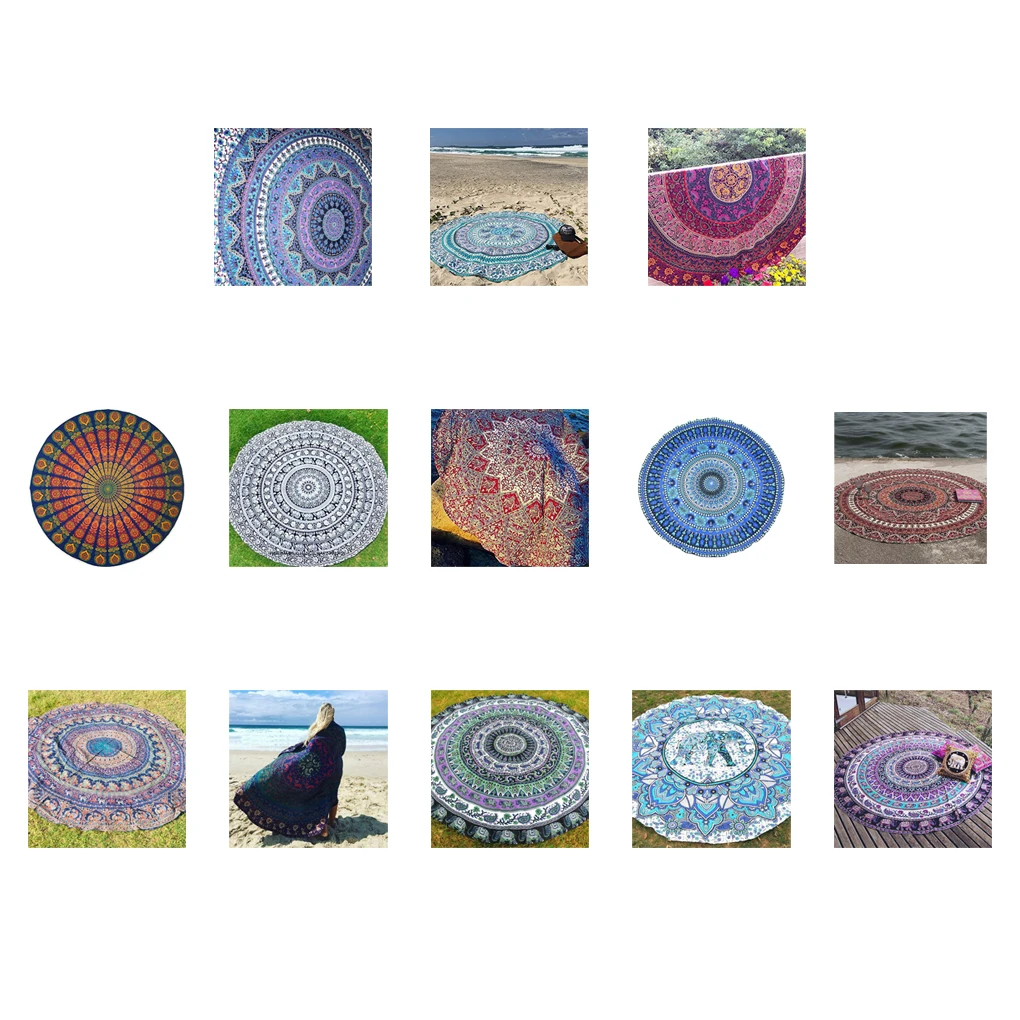 Круглый тотемный узор пляжное полотенце Йога коврик палантин шифоновая скатерть