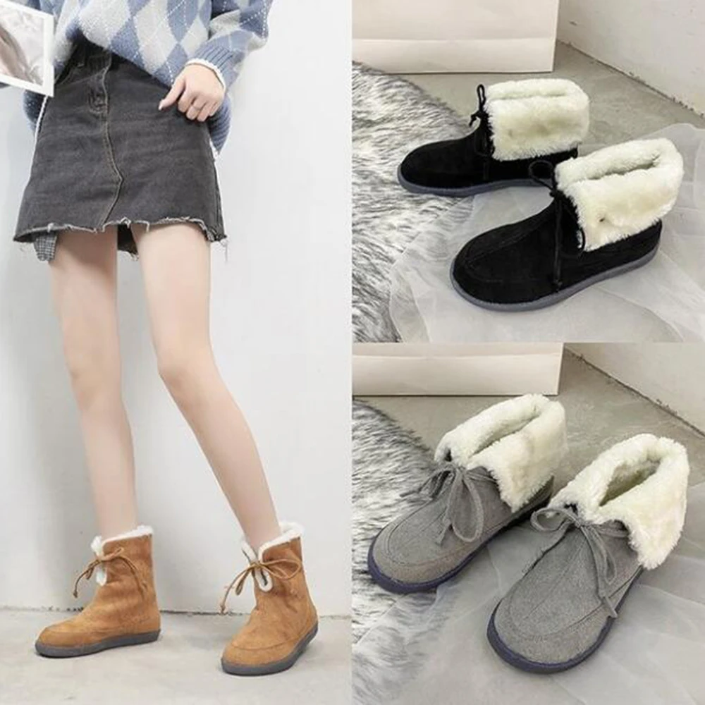 

New Snow Boots Women Shoes Warm Plus cotton Ankle Boots Winter Female Slip On Flat Casual Shoes fashion women shoes ay144