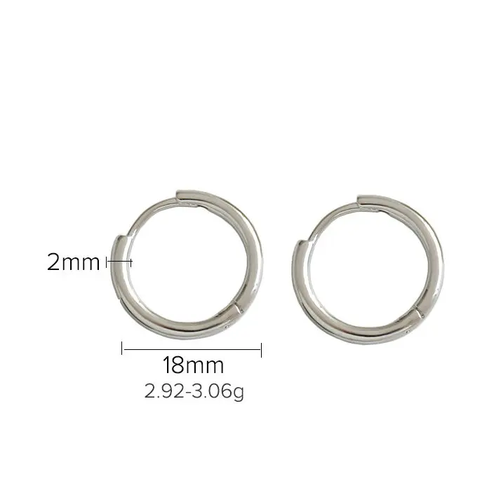 

13mm 18mm 23mm Platinum Plated 925 Sterling Silver Hoop Huggies Earrings Circle Cuff earrings Jewelry Gift