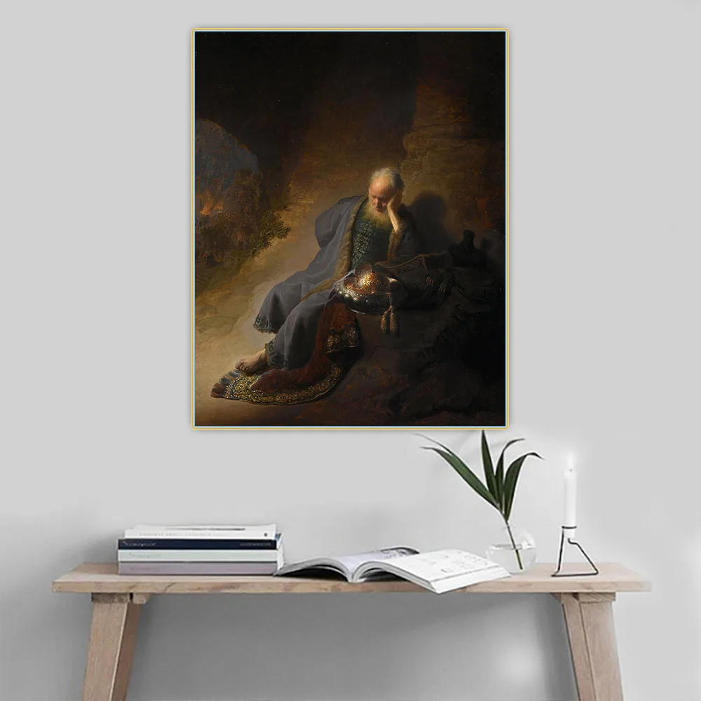 

Citon Rembrandt《Jeremiah Lamenting the Destruction of Jerusalem》Canvas Art Oil Painting Wall Background Decor Home Decoration