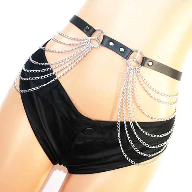 

Sexy Belt Tassel Chain Leather Bondage Belt Belt Waist Chain Tide Black Belt Width Buckle Width Buckle Length Belts Material
