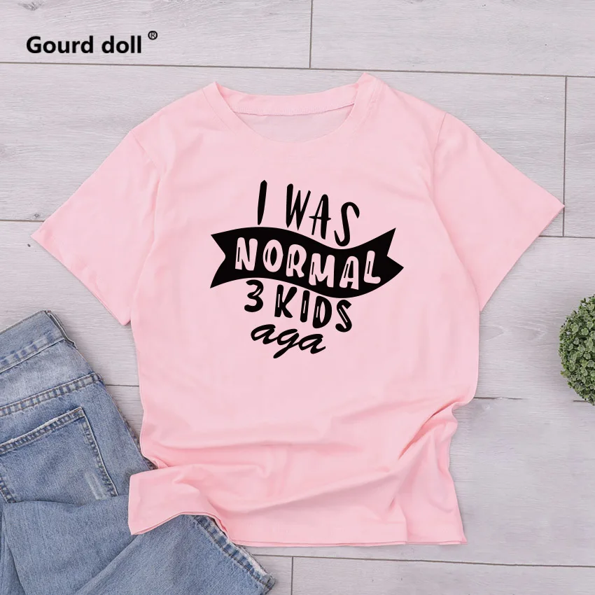 Женская футболка с принтом I was normal three kids ago летние повседневные футболки круглым
