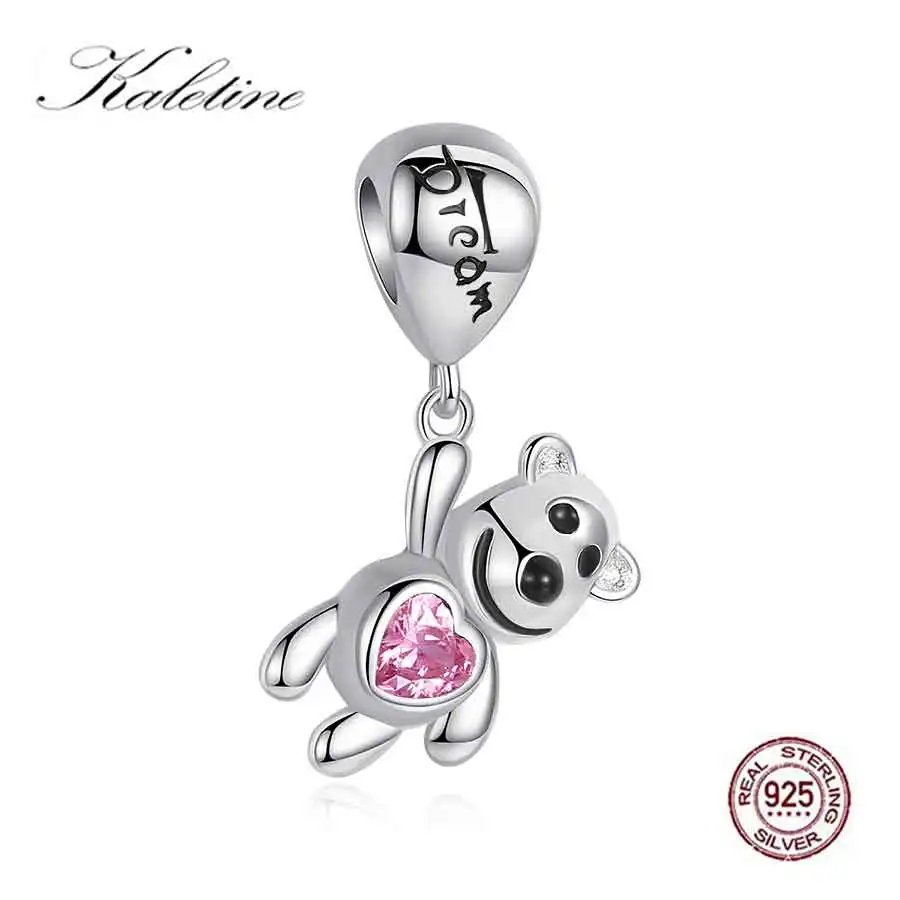 Калетин 925 пробы серебряные шармы милые с надписью мечта медведя эмалированные