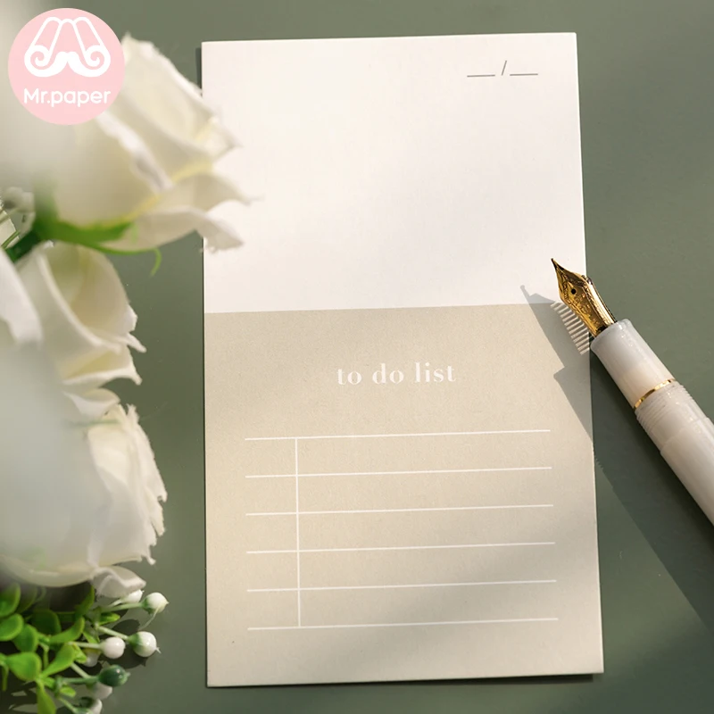 Mr Paper 4 Designs 14pcs/lot To Do List Colorful Ins Style Loose Leaf Memo Pads Minimalist Memo Pads Present with 2 Stickers