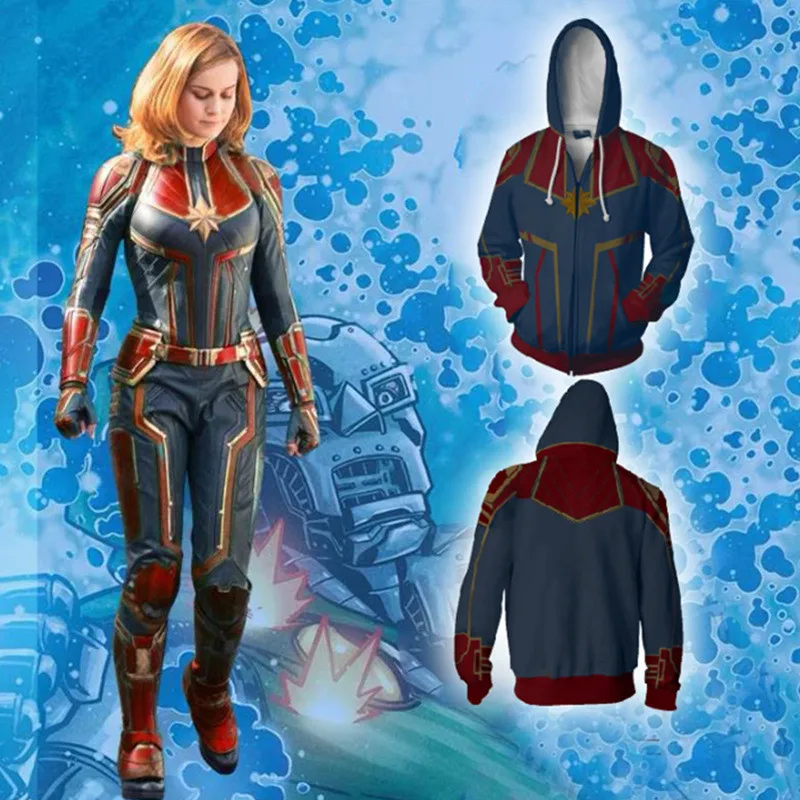 Супергерой Капитан Кэрол данверс 3D печать Косплей костюмы унисекс толстовки
