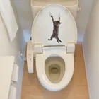 Модная наклейка на унитаз с кошками, Креативные 3D наклейки на стену с животными, красивое украшение для ванной комнаты, виниловые водонепроницаемые наклейки на стену из ПВХ