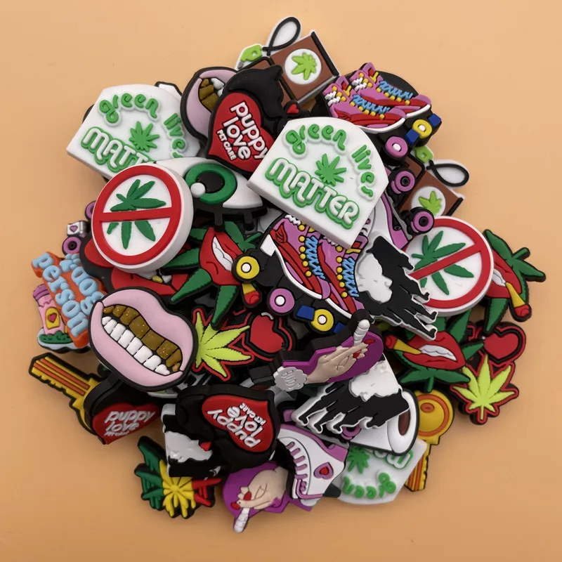 Single Sale 1 Pcs Crocs Charms PVC Slipper Accessories Funny Plant Pink Castle Shoe Decoration Creative Pattern For Kids Party