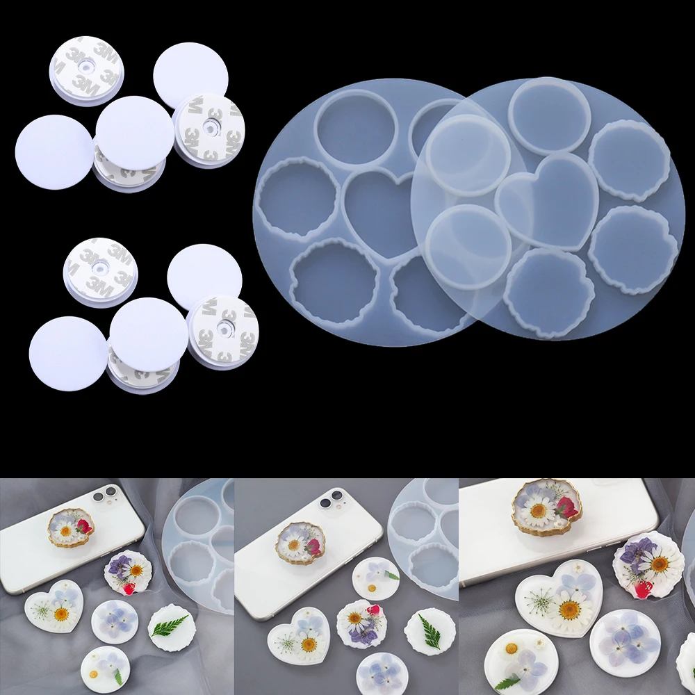

1 Pcs Crystal Epoxy Resin Silicone Mobile Phone Holder Lrregular Round Shape Membrane Mold for DIY Resin Silicone Making Tools