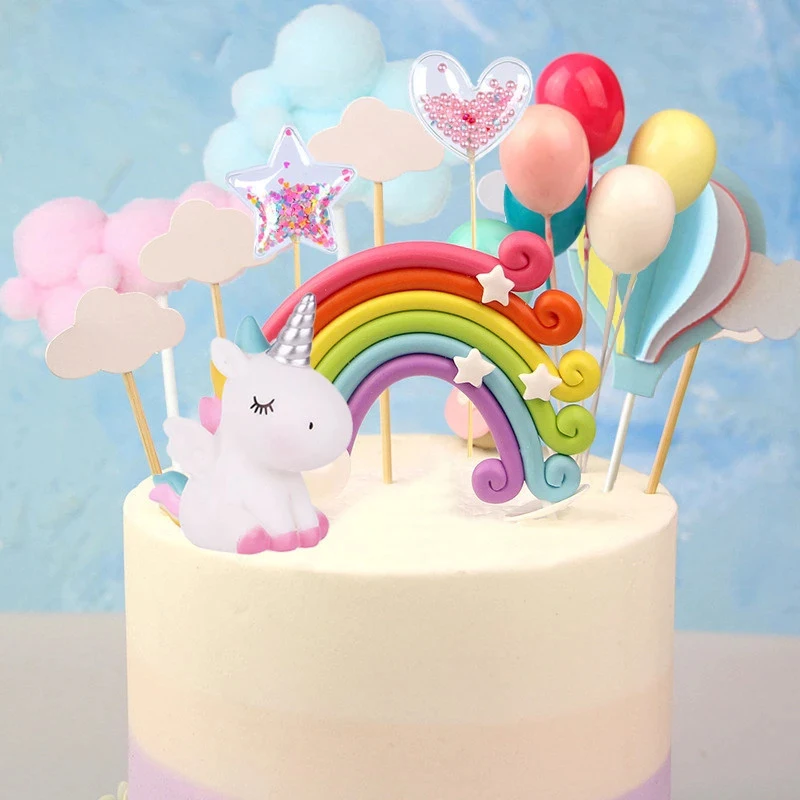 

Rainbow cake decoration unicorn cake banner decoration children birthday cake decoration party cake decoration unicorn party