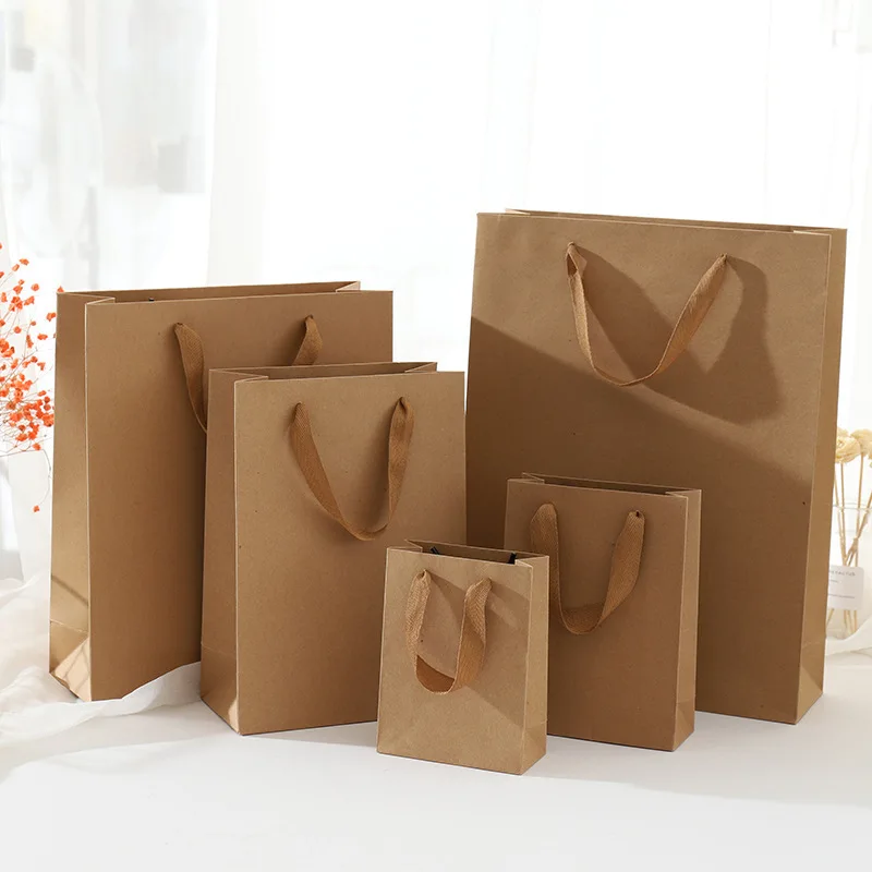 

10Pcs/lot Kraft Paper Shopping Bag Kraft Paper Gift Bag,Clothing Packaging Bag Party Wrapping Bag Takeout Eco-friendly Bags