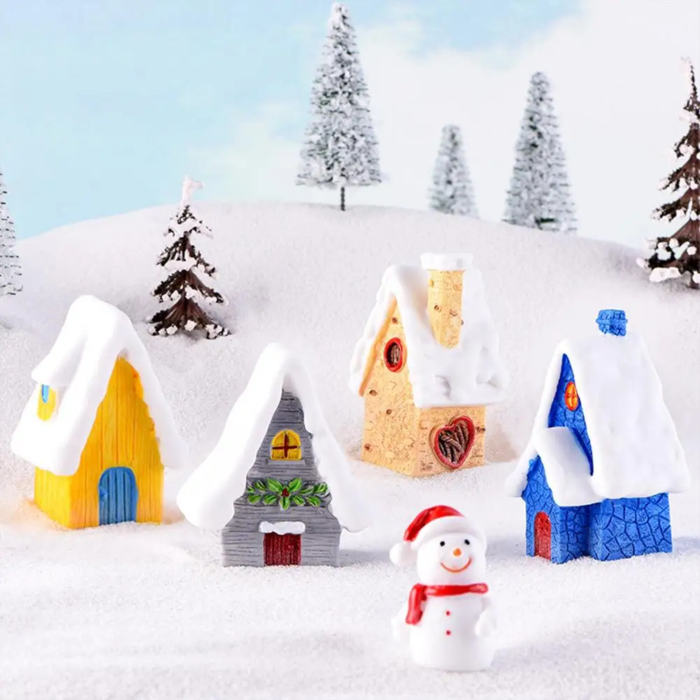 

Mini Snow House Micro Landscape Villa Creative Resin Craft Candy Color GIFT For Christmas Party new year 2022 home decor