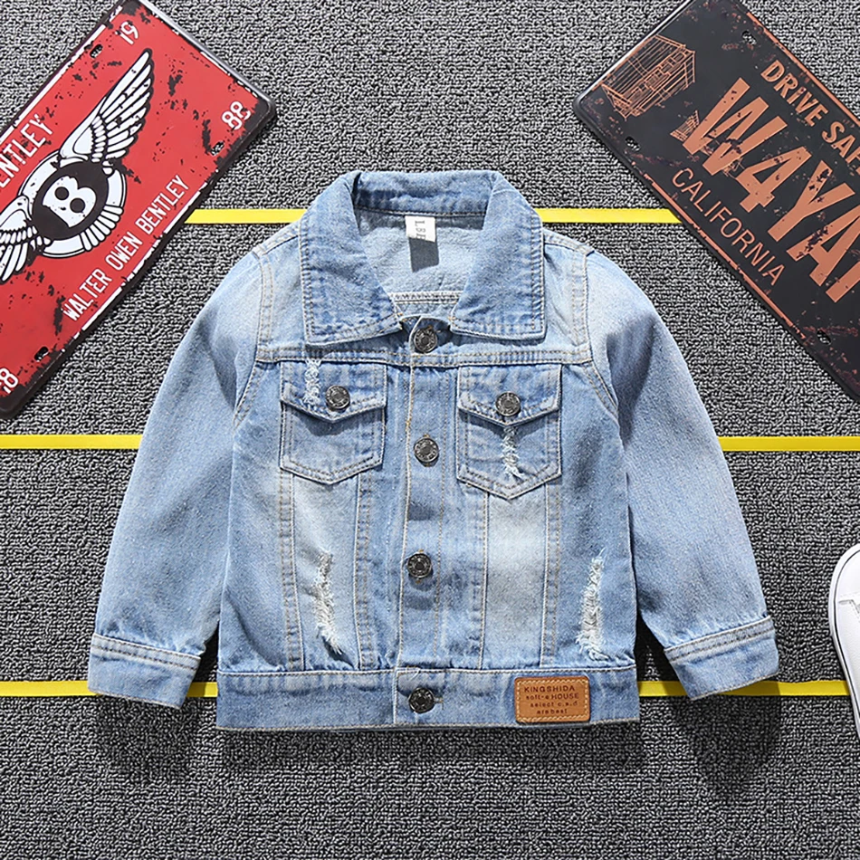 Джинсовая куртка с мультяшным рисунком для мальчиков и девочек джинсовые пальто