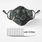 Slytherin Эстетическая 2 противопылевая полумаска для рта с фильтрами PM2.5 5 слоев защиты для мужчин женщин Черная Мужская черная