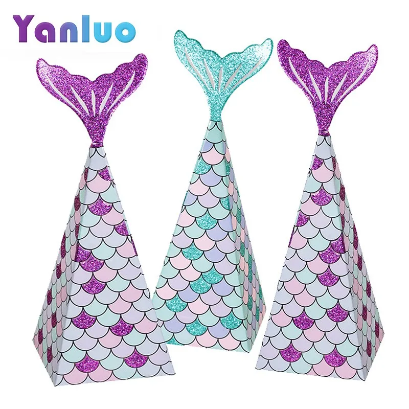 5 шт. вечерние коробки для конфет в форме рыбьей чешуи русалки дня рождения