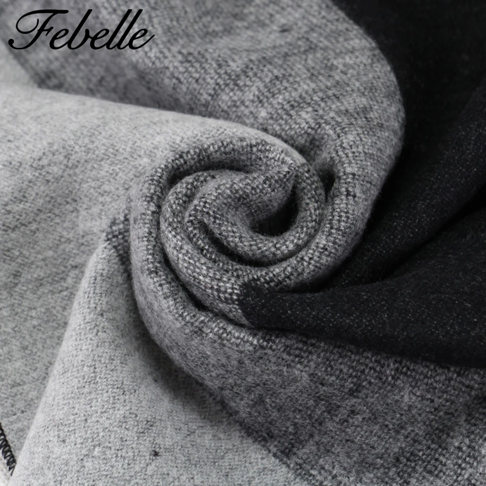 Кашемировый зимний мужской шарф Febelle роскошные брендовые осенние клетчатые