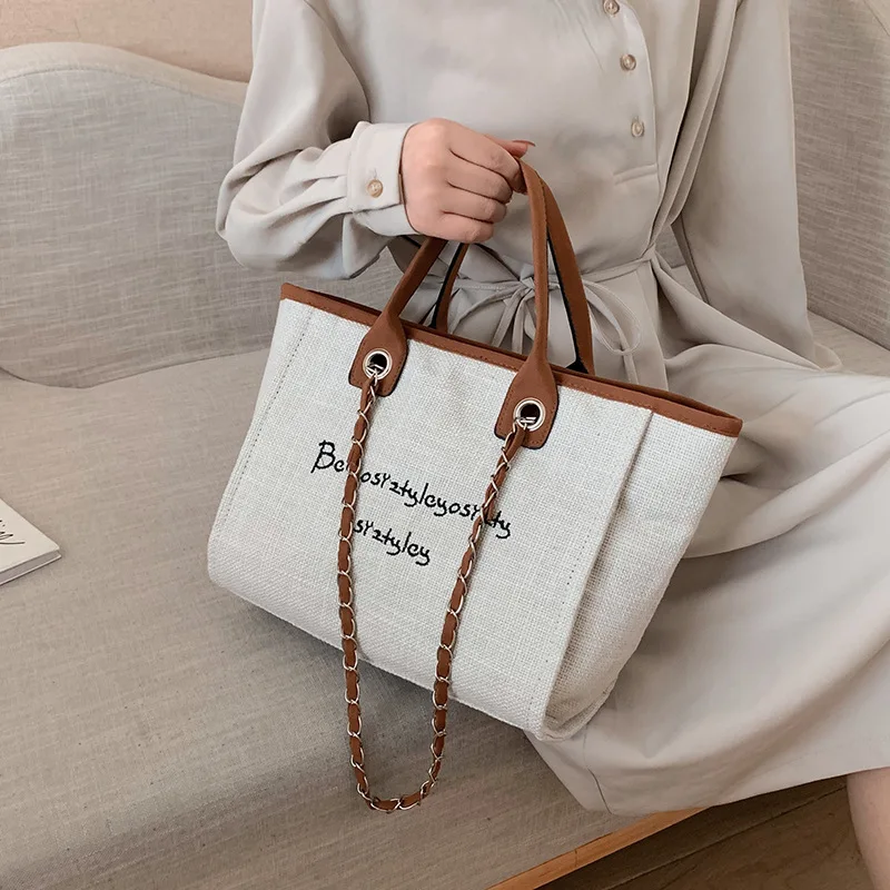 

Дизайнерские Брендовые женские льняные сумки, Холщовая Сумка на плечо для девушек, Большая вместительная портативная модная сумка-тоут для...