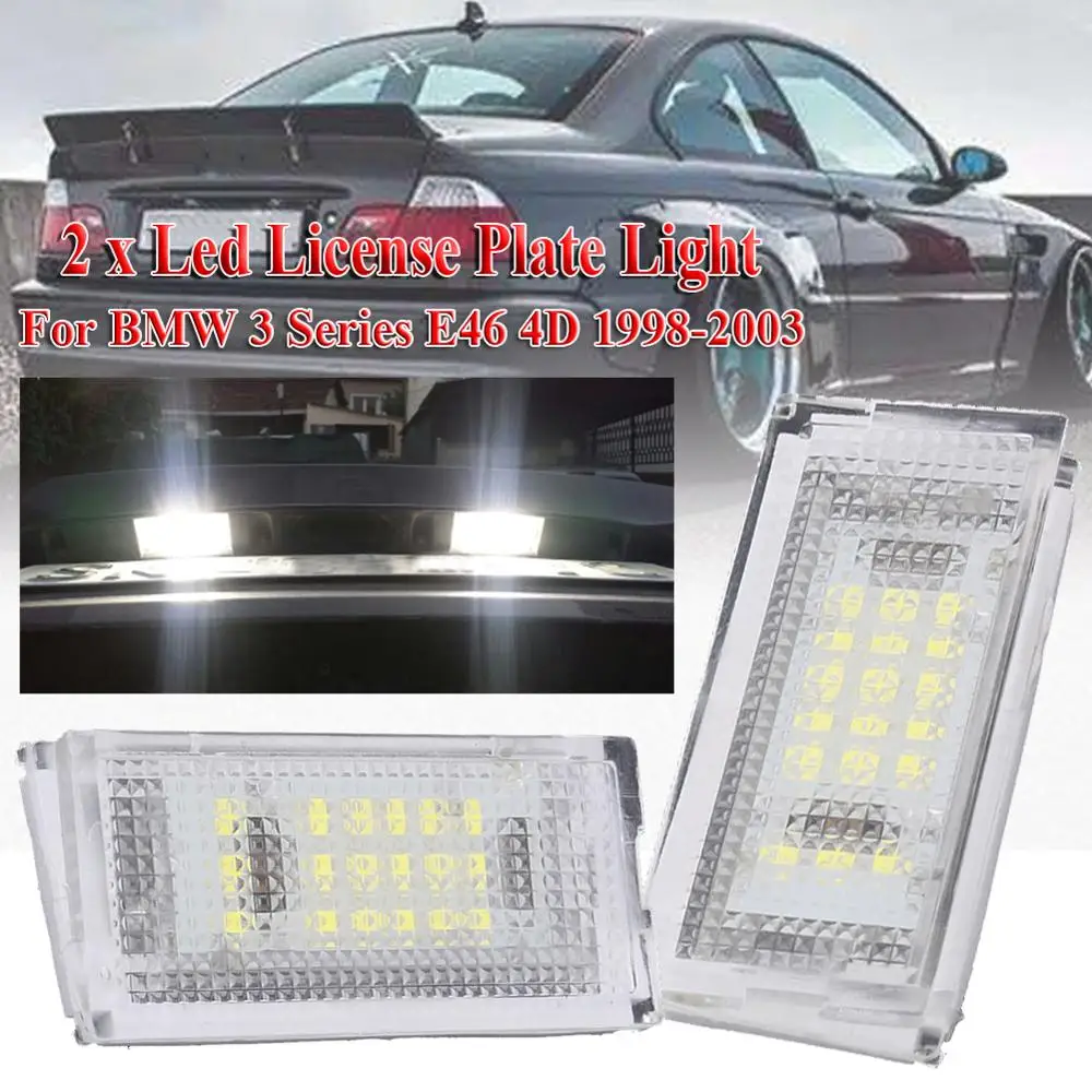 

2 pieces Auto Tail Light Led License Plate Light Led Canbus White LED Bulbs For Car 3er E46 4D 1998-2003 Car Accessories