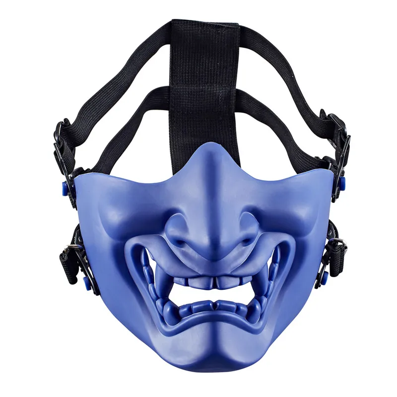 

Halloween Supplies Grimace Mask Laughing Prajna Tactical Half Face Mask Army Fan Tactical Horror Mask CS Field Equipment