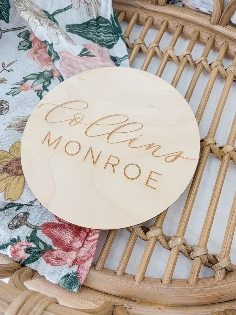 Детский Знак имени выгравированный деревянный знак надпись с розами декор для