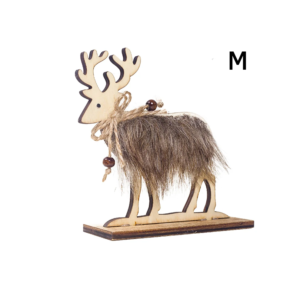 

1PC 3 Sizes Christmas Deer Wooden Xmas Tree Hairy Elk Pendants Ornaments Home Party New Year Festival Supplies Kids Toys Gift