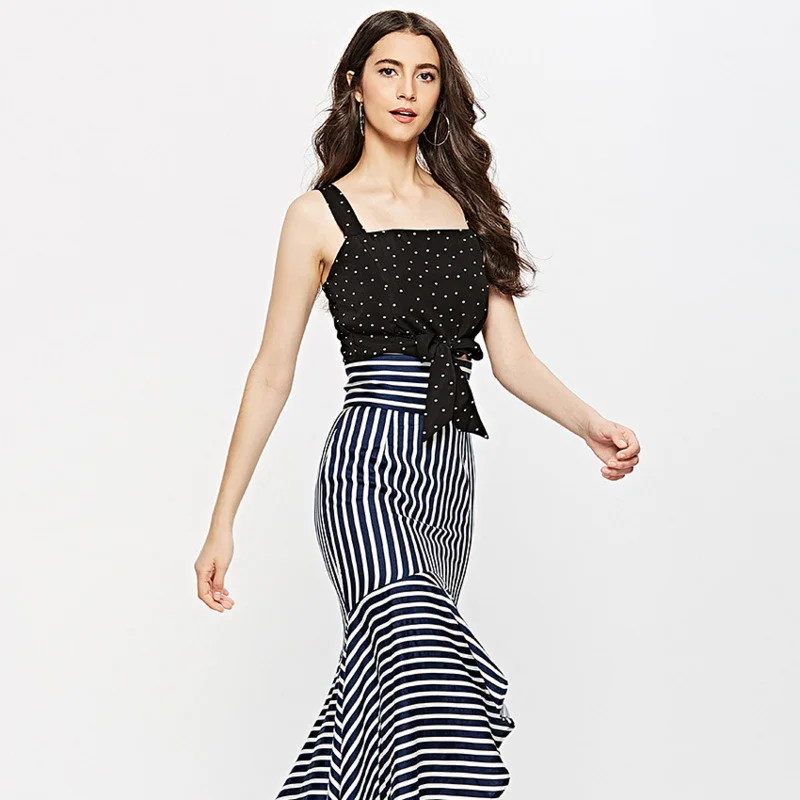 

Женская майка в горошек без рукавов, короткий топ на шнуровке с бантом, рубашка без бретелек, укороченные футболки без рукавов, лето 2021