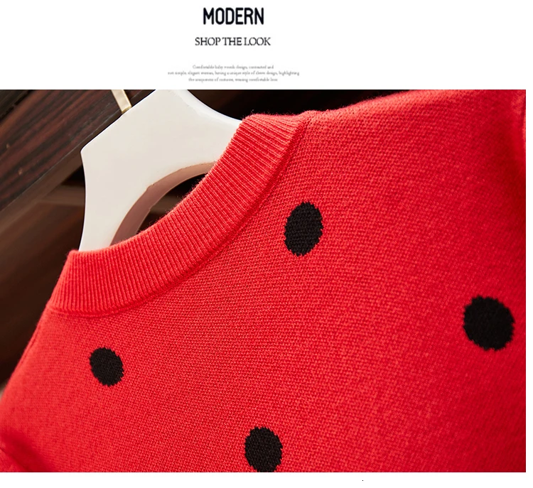 Осеннее свободное трикотажное платье русалки в горошек, повседневное женское Элегантное зимнее приталенное платье до колена с круглым вырезом и длинным рукавом, черный и красный цвета, Vestidos