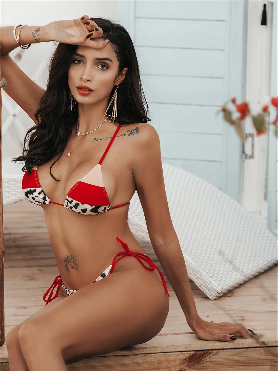 

2020 Sexy Thong Biquini Red Swimming Suit For Women Push Up Swimsuit Brazilian Micro Bikinis Bathers Bathing Suit Swimwear