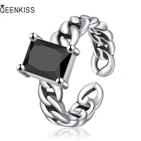 qeenkiss rg6370 fine jewelry%c2%a0wholesale%c2%a0fashion%c2%a0%c2%a0woman%c2%a0girl%c2%a0birthday%c2%a0wedding gift square aaa zircon 925 sterling silver open ring