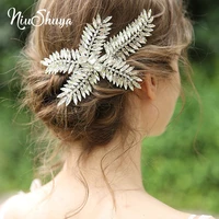 niushuya crystal tiaras bridal crown soft handmade leaf hairband graduation ceremony headdress wedding hair accessories