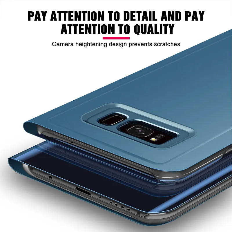 Умный зеркальный чехол для телефона с откидной крышкой для Samsung Galaxy S8 S9 плюс A10 A20 A30 A40 A50 A70 M10 M20 M30 чехол