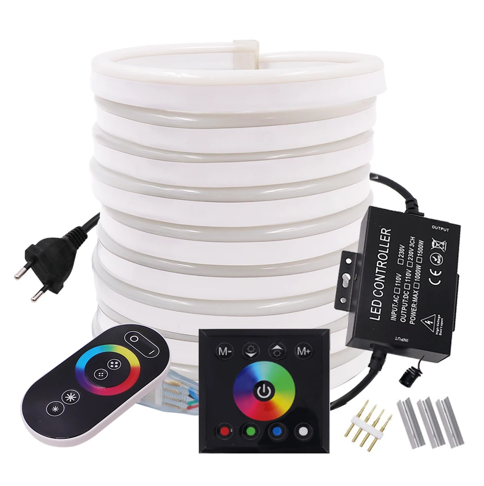 

Neon RGB Led Strip Light Neon Sign Wall Touch Remote 220V 110V Power Controller Fiex LED Ribbon 5050 2835 Ceiling Top Backlight